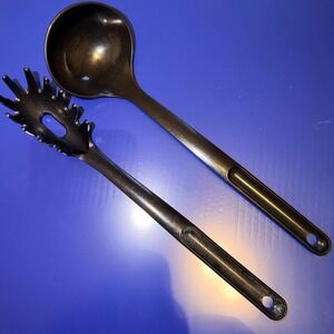 Vintage Tupperware Black‎ Plastic Pasta Spaghetti Scoop and Ladle